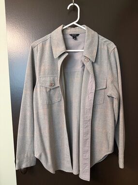 RW&CO Light Gray with pink stripe Button-Up Shacket